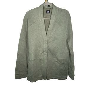 Lunya Lahgo Men’s Restore Double Faced Cardigan Sweater Green Heather Size M